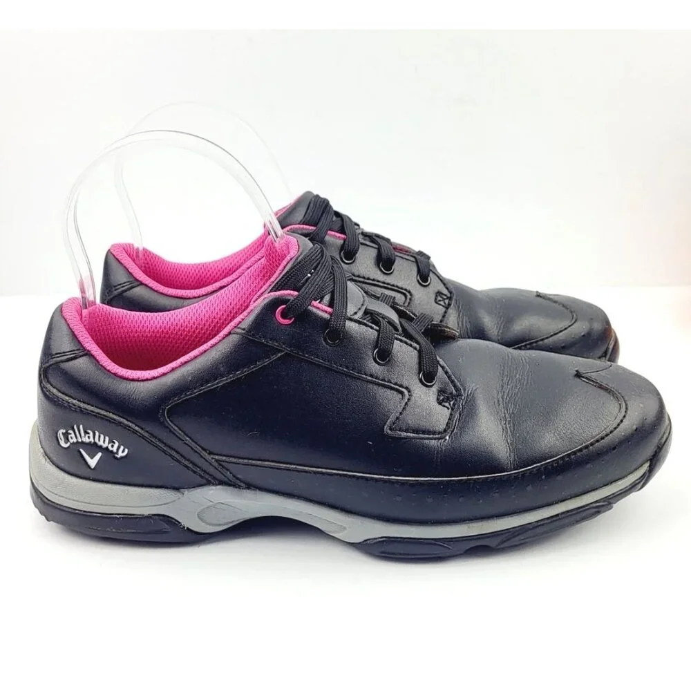 Callaway wingtip Black Leather Softspike‎ women's Golf Shoes - Size 8